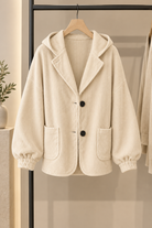 Women's Oversized Corduroy-Effect Hooded Jacket – Button Front