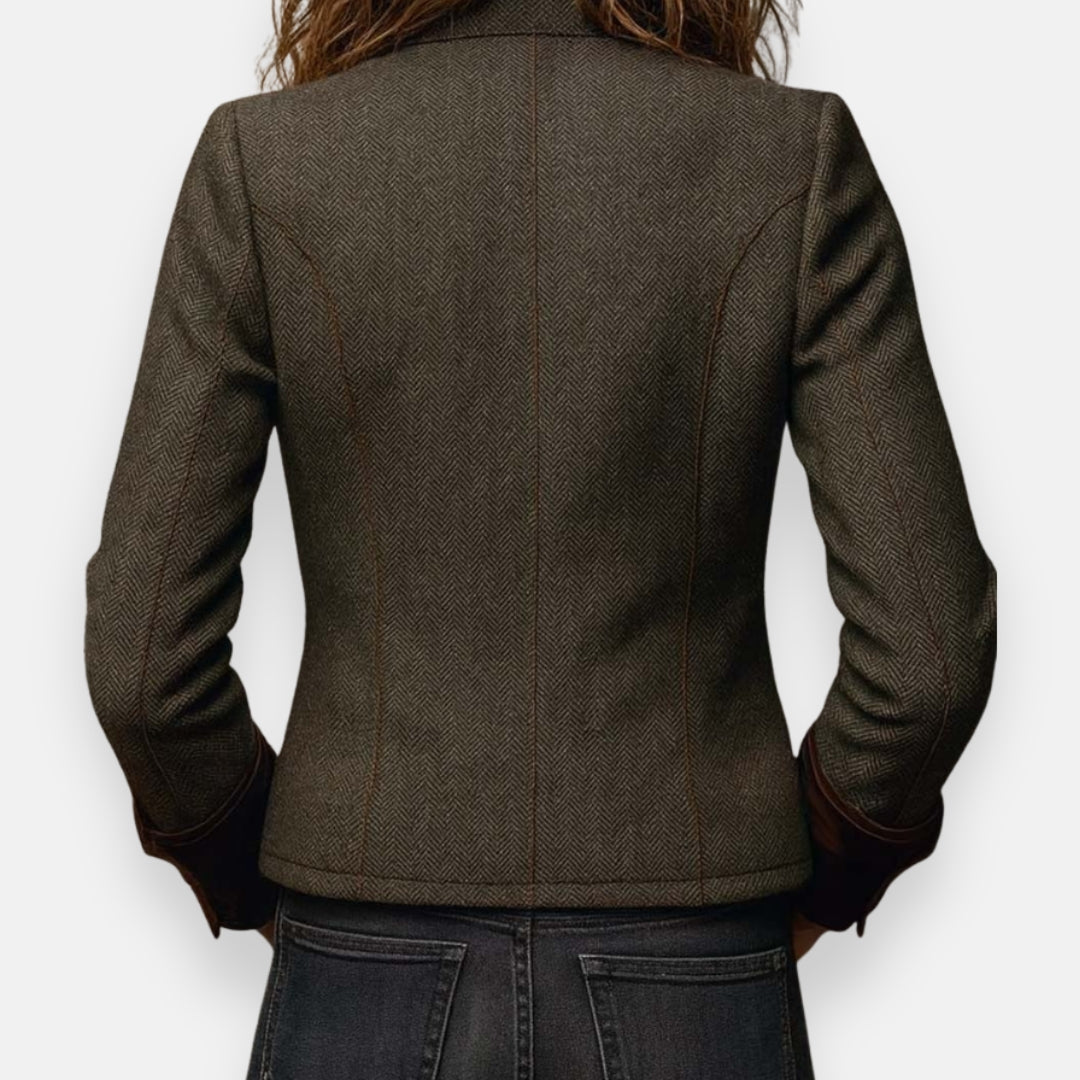Theodora | Women's Herringbone Tweed Jacket – Tailored Fit