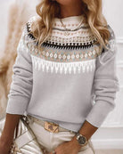 Avery | Women's Fair Isle Knit Sweater – Classic Repeating Pattern