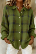Benevolux | Women's Checkered Knit Cardigan – Relaxed Retro Fit