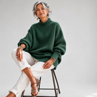 Oriane | Women's Textured Mock Neck Sweater – Relaxed Ribbed Knit