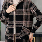Delaney | Women's Checked Hooded Jacket – Zip-Up Knit
