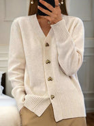 Benevolux | Women's Chunky V-Neck Cardigan – Vintage Preppy Style