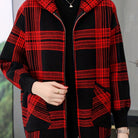 Delaney | Women's Checked Hooded Jacket – Zip-Up Knit