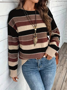 Delphine | Women's Striped Crewneck Sweater – Multicolor Knit