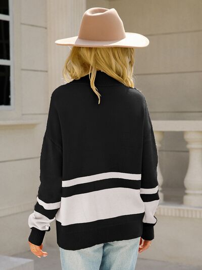 Lemia | Women's Half-Zip Sweater – Contrast Trim Pullover