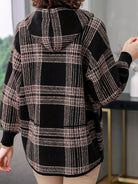 Delaney | Women's Checked Hooded Jacket – Zip-Up Knit