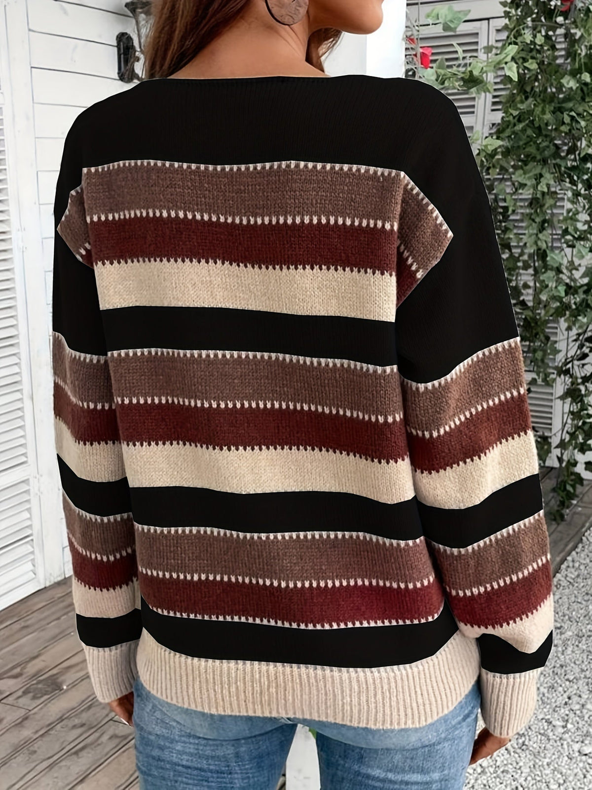 Delphine | Women's Striped Crewneck Sweater – Multicolor Knit