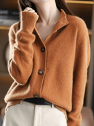 Sofia | Women's Collared Button Cardigan – Soft Knit