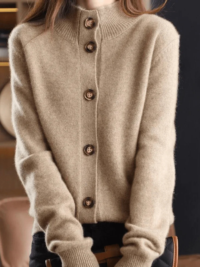Sofia | Women's Collared Button Cardigan – Soft Knit