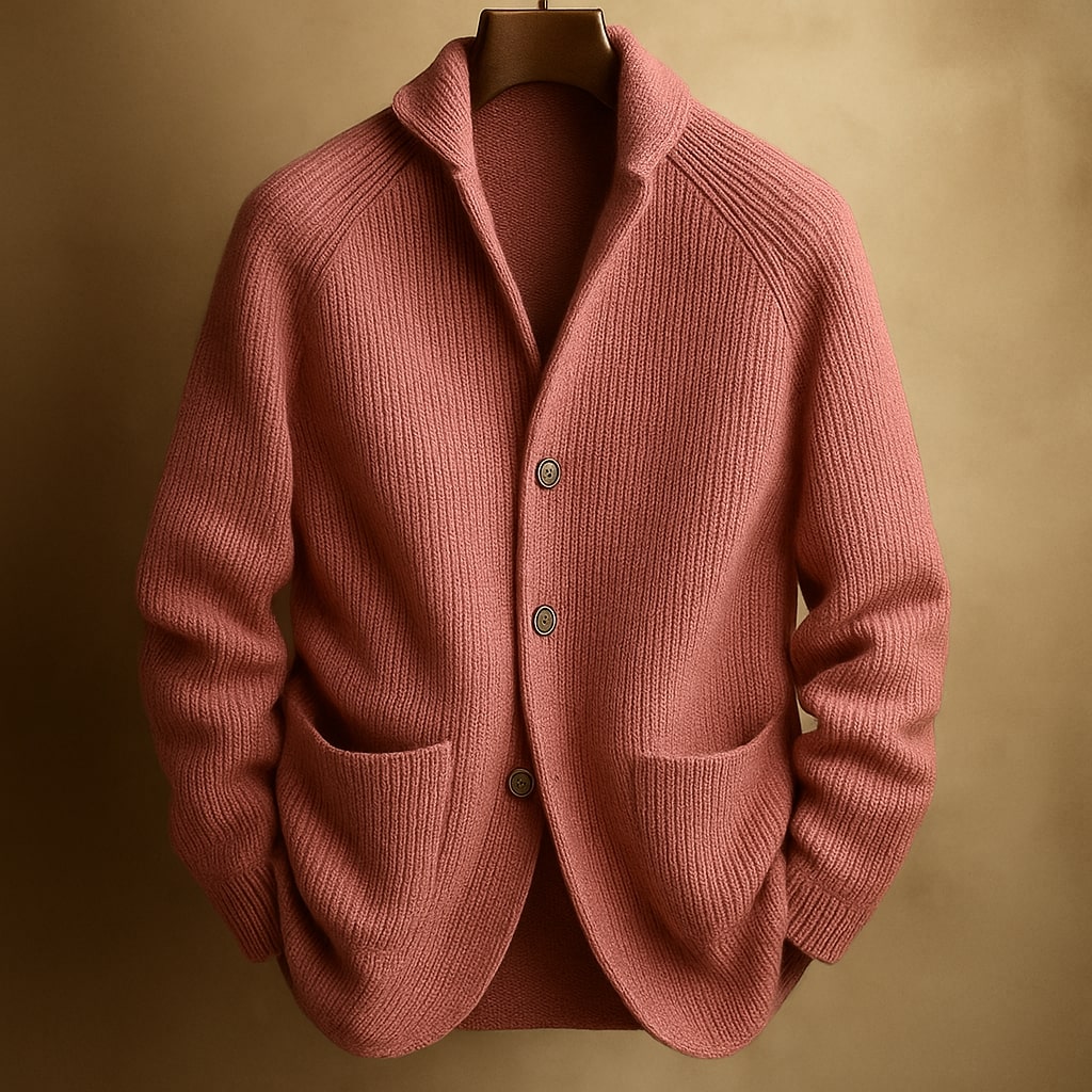 Benevolux | Men's Ribbed Knit Cardigan Vest – Shawl Collar, Button Front