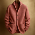 Benevolux | Men's Ribbed Knit Cardigan Vest – Shawl Collar, Button Front