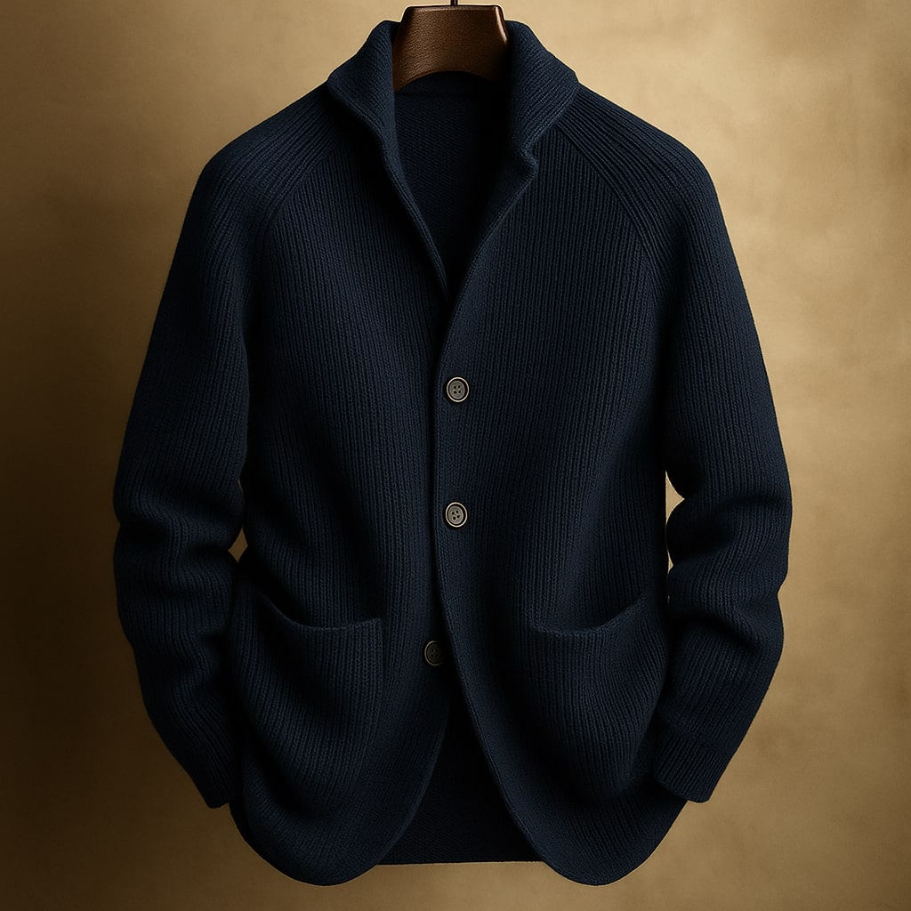 Benevolux | Men's Ribbed Knit Cardigan Vest – Shawl Collar, Button Front