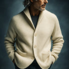 Benevolux | Men's Ribbed Knit Cardigan Vest – Shawl Collar, Button Front