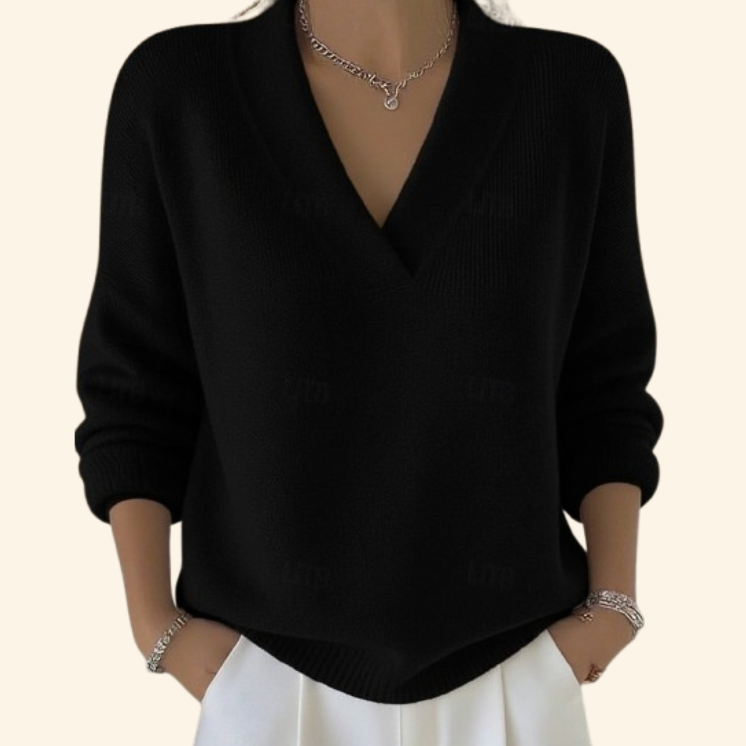 Benevolux | Women's Soft V-Neck Sweater – Cotton-Blend Knit