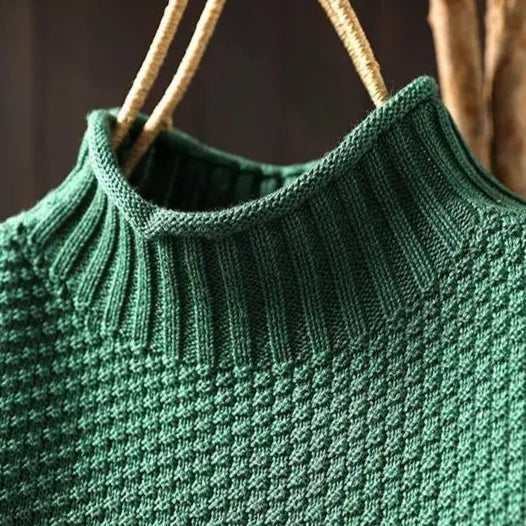 Oriane | Women's Textured Mock Neck Sweater – Relaxed Ribbed Knit