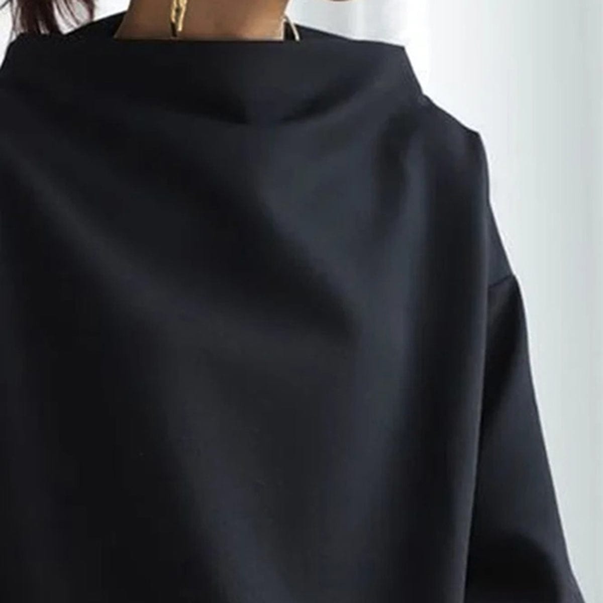 Elly | Women's High Neck Knit Top – Soft Relaxed Fit