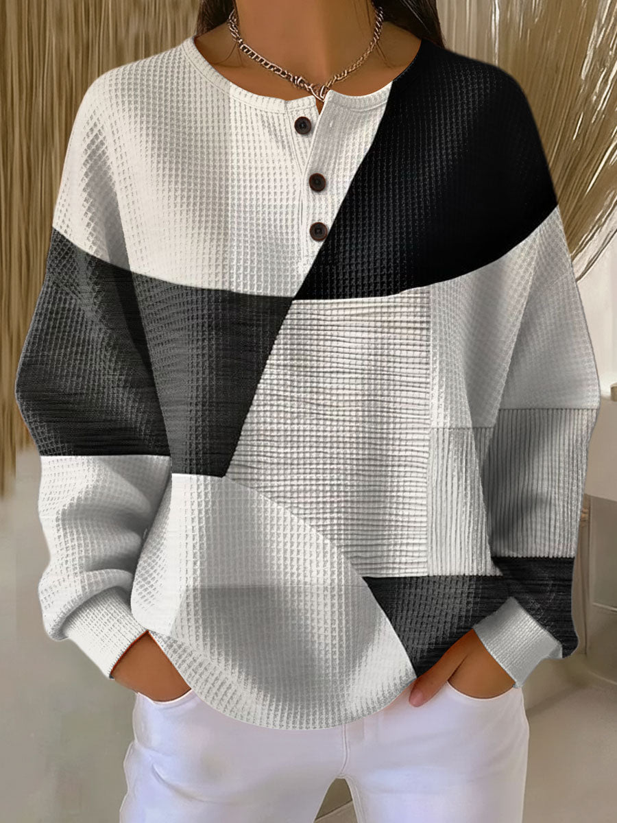 Ella | Women's Waffle-Knit Sweater – Cozy Printed Design