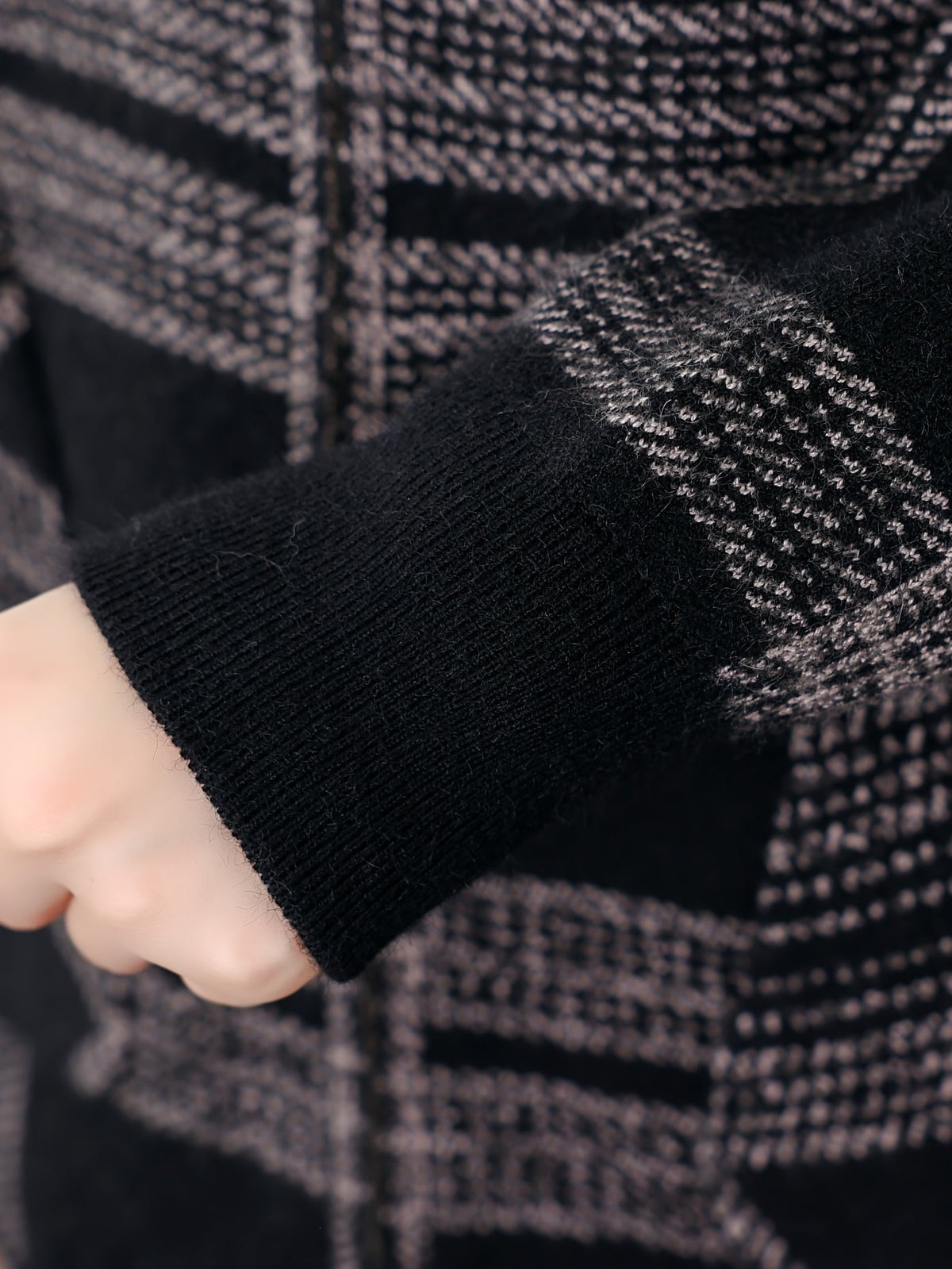 Delaney | Women's Checked Hooded Jacket – Zip-Up Knit