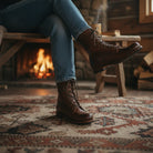 Abby | Women's Lace-Up Mid-Calf Combat Boots – Metal Eyelets, Lug Sole, Block Heel
