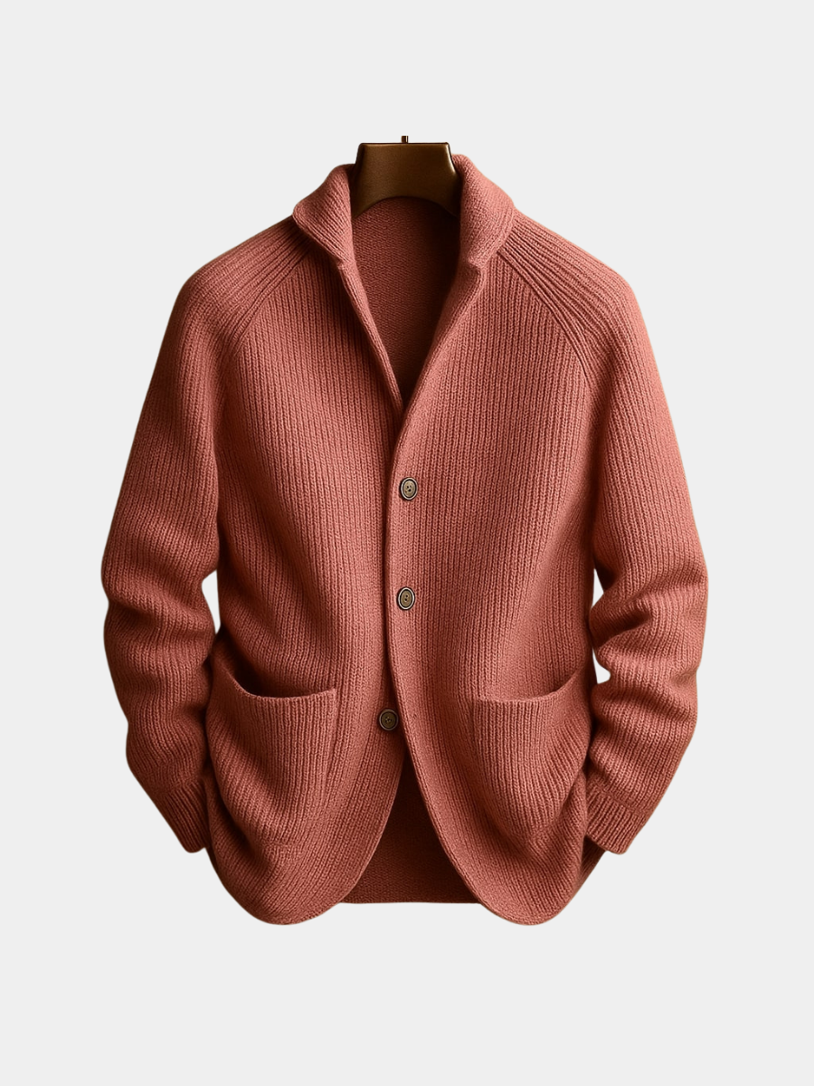 Benevolux | Men's Ribbed Knit Cardigan Vest – Shawl Collar, Button Front