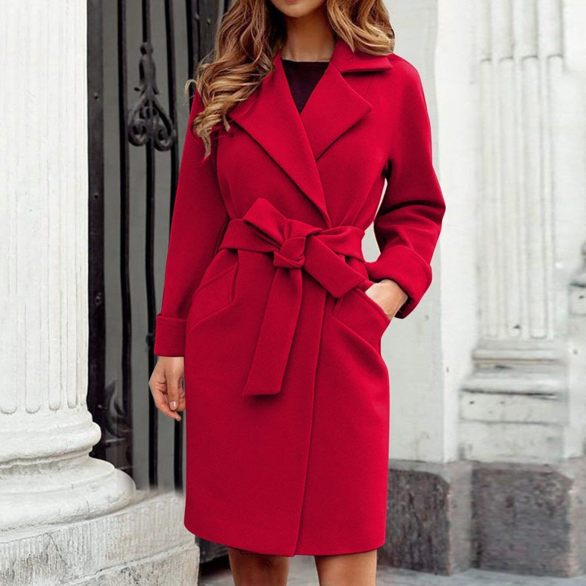 Xenia | Women's Belted Trench Coat – Elegant A-Line Silhouette