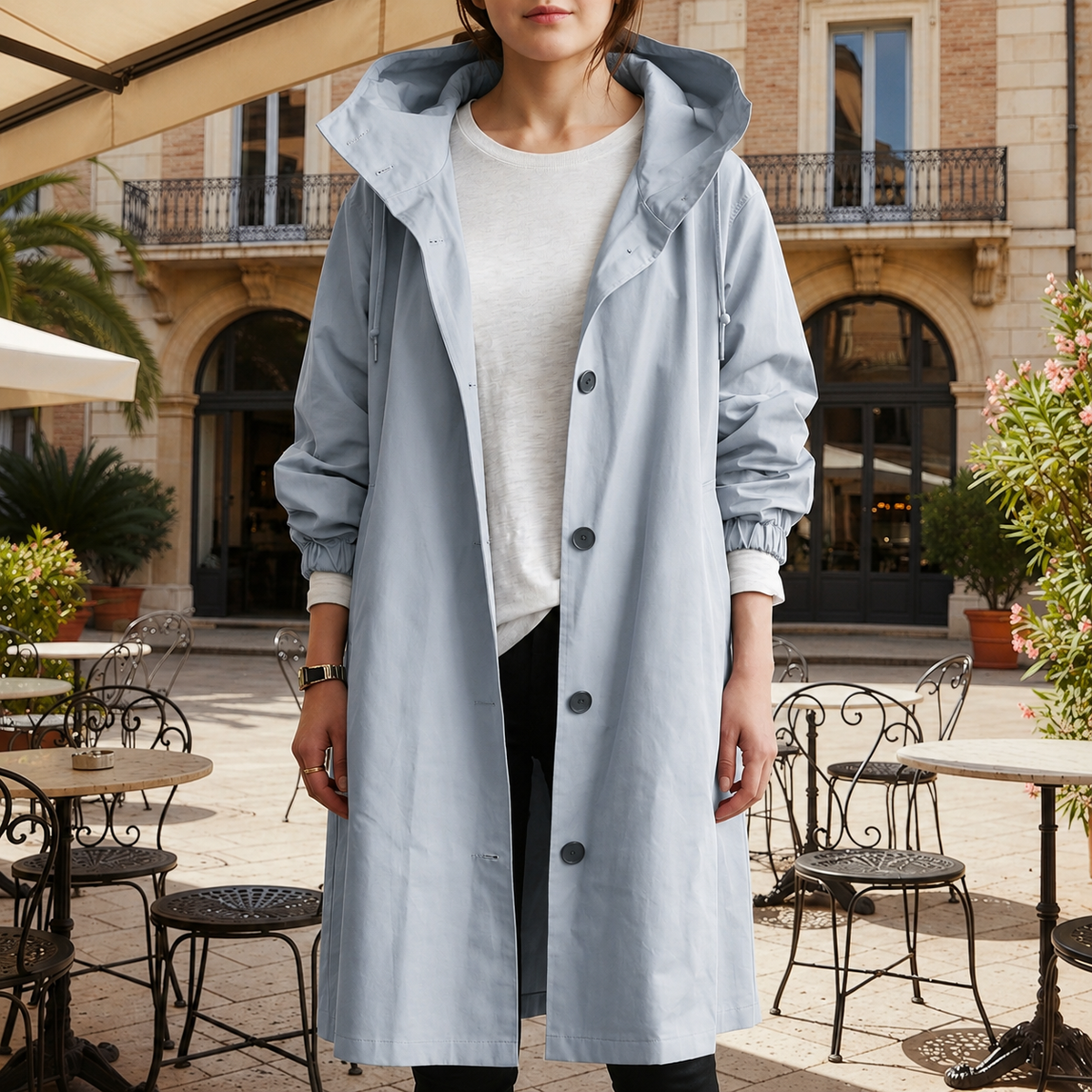 Adelaide – Women's Hooded Water-Repellent Trench Coat – Belted, Nine Colors