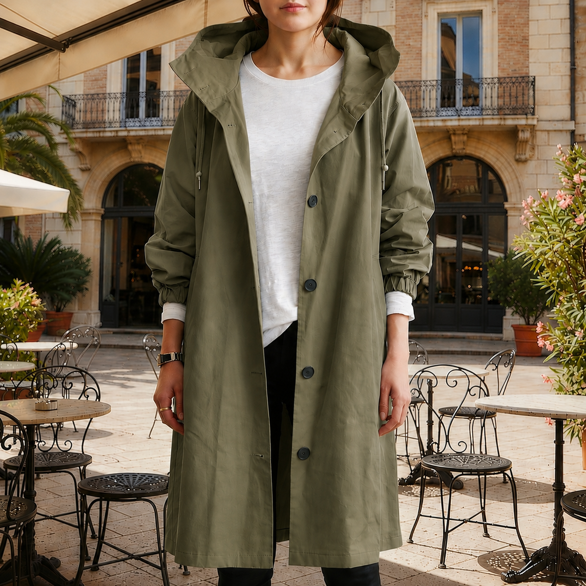 Adelaide – Women's Hooded Water-Repellent Trench Coat – Belted, Nine Colors