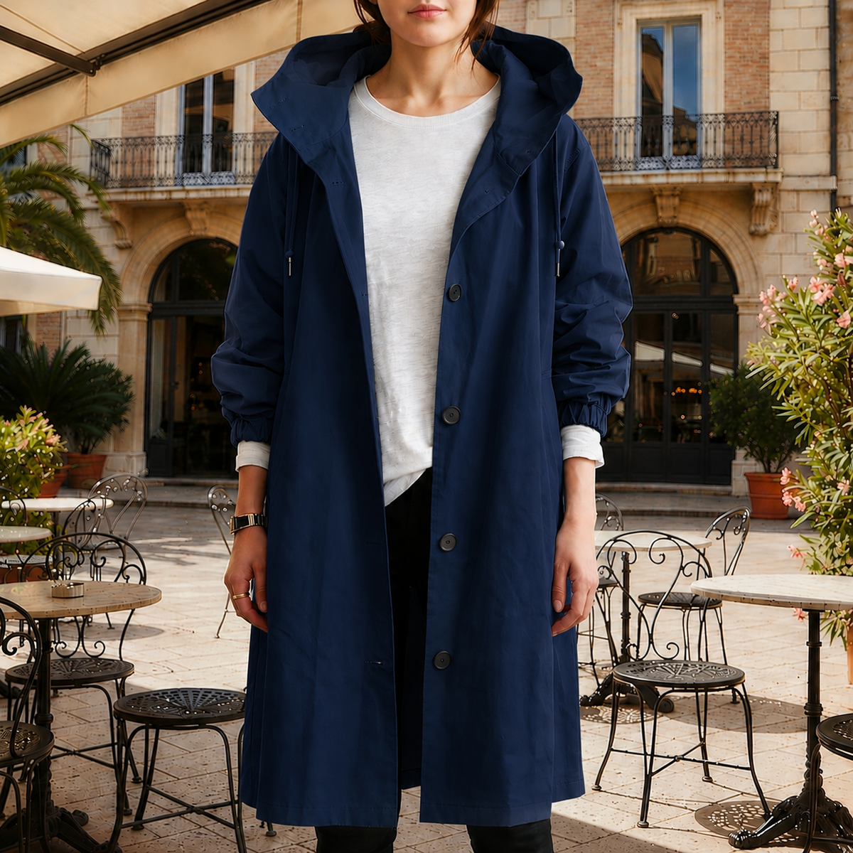Adelaide – Women's Hooded Water-Repellent Trench Coat – Belted, Nine Colors