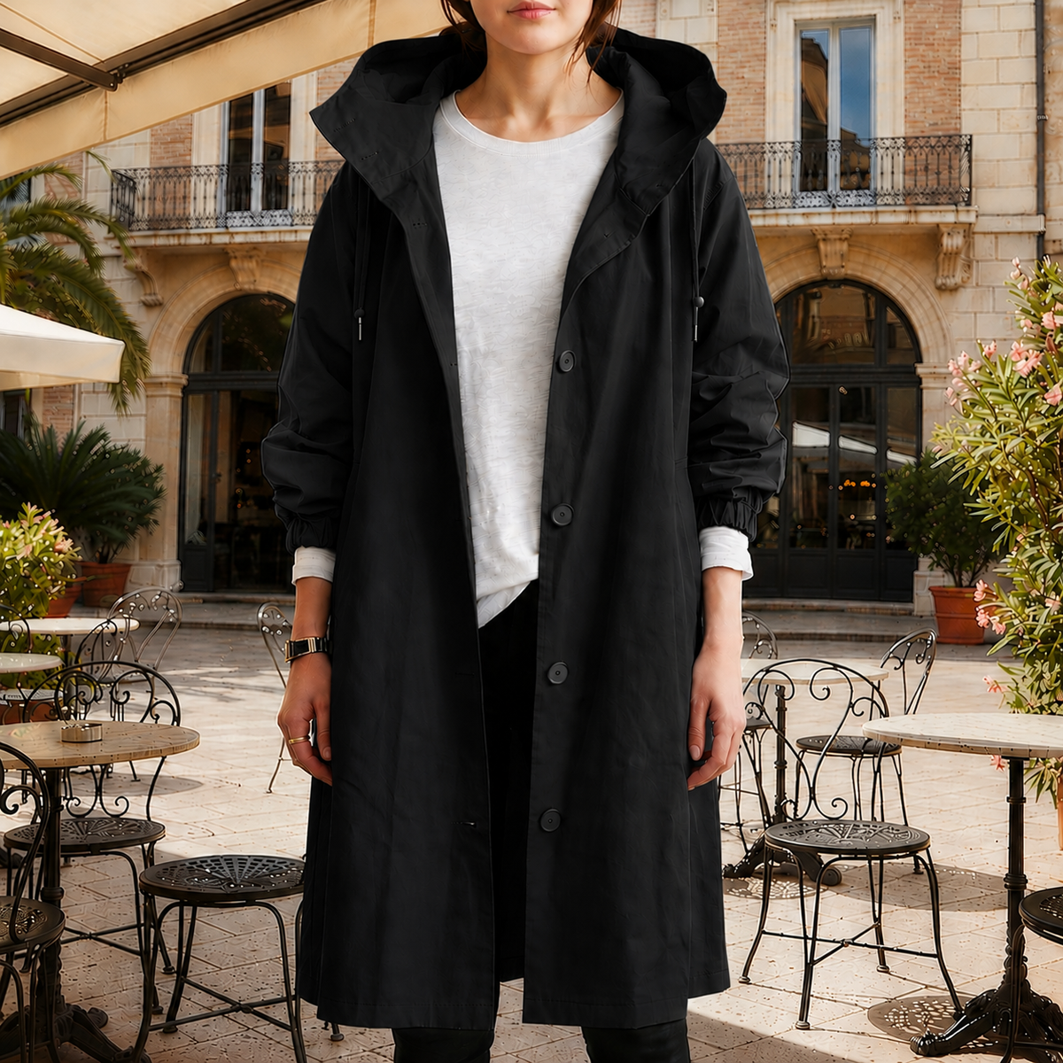 Adelaide – Women's Hooded Water-Repellent Trench Coat – Belted, Nine Colors