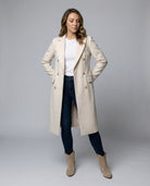Alyssa | Women's Double-Breasted Midi Overcoat – Notch Lapels, Tailored Fit, Flap Pockets – Cream