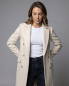 Alyssa | Women's Double-Breasted Midi Overcoat – Notch Lapels, Tailored Fit, Flap Pockets