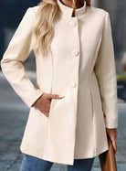Anya | Women's Stand Collar Button Coat – Hip Length Elegant Winter Coat