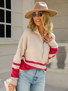 Lemia | Women's Half-Zip Sweater – Contrast Trim Pullover