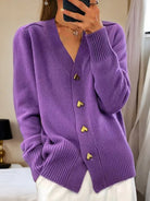 Benevolux | Women's Chunky V-Neck Cardigan – Vintage Preppy Style