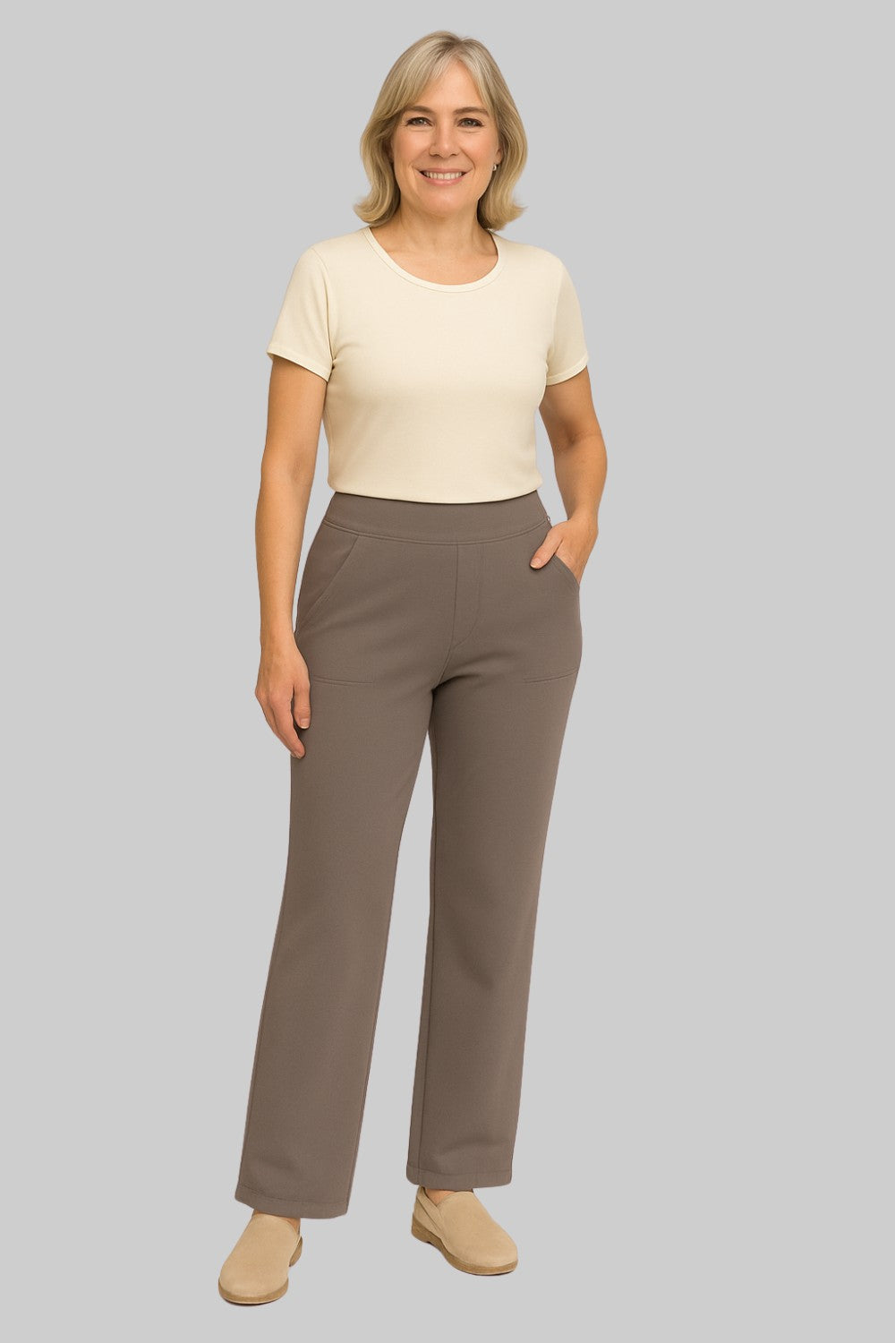 Bettina | Women's Stretch Pull-On Pants – Wide Comfort Waistband, Pockets