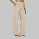 Bettina | Women's Stretch Pull-On Pants – Wide Comfort Waistband, Pockets – Cream