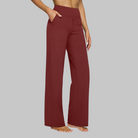 Bettina | Women's Stretch Pull-On Pants – Wide Comfort Waistband, Pockets – Red