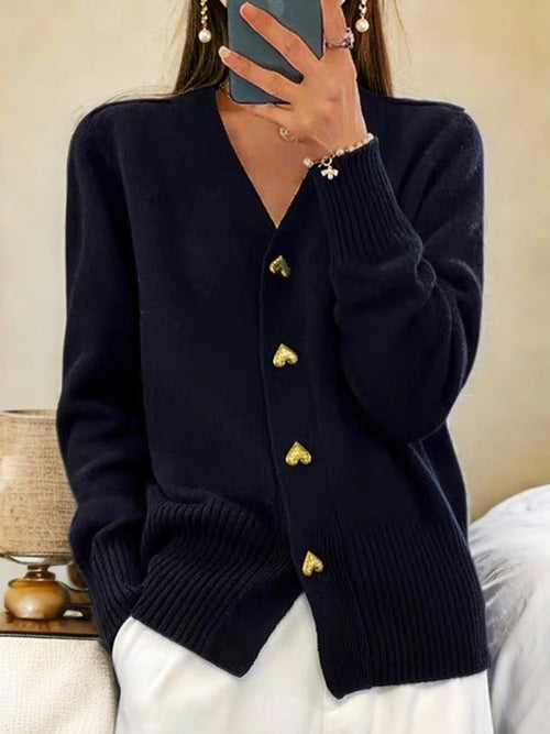 Benevolux | Women's Chunky V-Neck Cardigan – Vintage Preppy Style