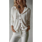 Genevieve | Women's Ribbed Hooded Cardigan – Button Front