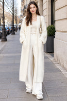 Bonnie | Women's Long Open-Front Cardigan – Longline Knit Duster – White