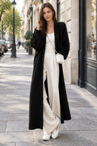 Bonnie | Women's Long Open-Front Cardigan – Longline Knit Duster – Black