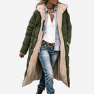 Brianna | Women's Long Hooded Puffer Coat – Faux Shearling Lining, Full Zip, Deep Pockets