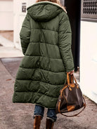 Brianna | Women's Long Hooded Puffer Coat – Faux Shearling Lining, Full Zip, Deep Pockets