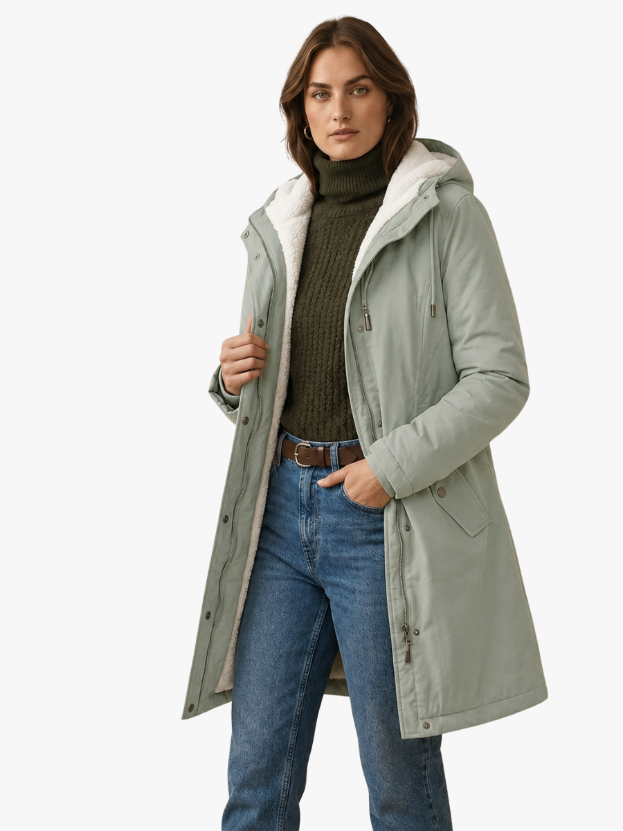 Briar | Women's Fleece-Lined Hooded Parka – Water-Resistant, Mid-Thigh Length