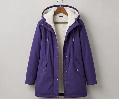 Briar | Women's Fleece-Lined Hooded Parka – Water-Resistant, Mid-Thigh Length – Purple