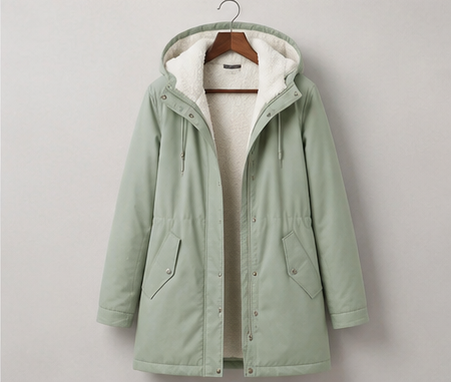 Briar | Women's Fleece-Lined Hooded Parka – Water-Resistant, Mid-Thigh Length – Mint Green