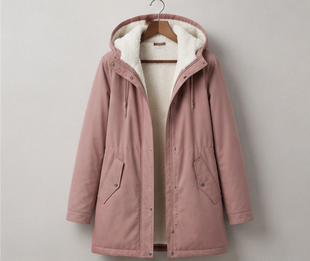 Briar | Women's Fleece-Lined Hooded Parka – Water-Resistant, Mid-Thigh Length – Pink