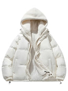 Brittany | Women's Sherpa-Lined Puffer Jacket – Hooded, Zip Front, Drawcord Hem – White