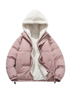 Brittany | Women's Sherpa-Lined Puffer Jacket – Hooded, Zip Front, Drawcord Hem – Light Pink